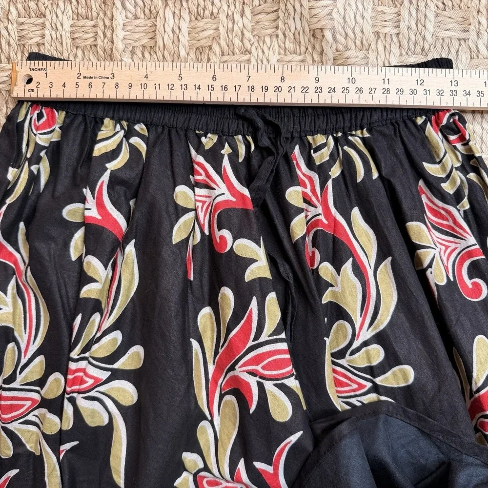 J‎ Gee  Maxi Skirt Lace Boho floral batik midi flare skirt elastic waist SZ-M